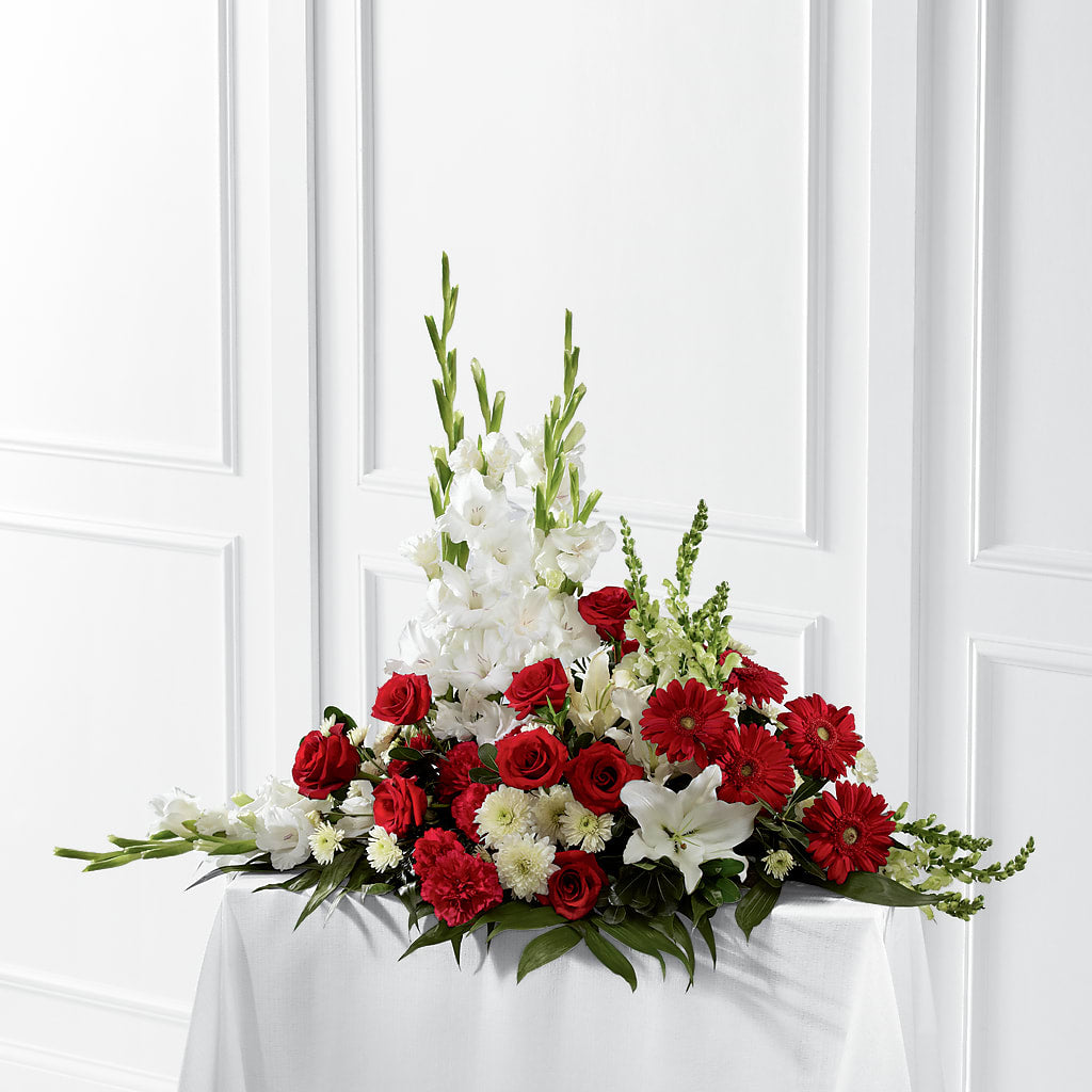 Crimson & White Arrangement – Reema Floral, Nolensville TN