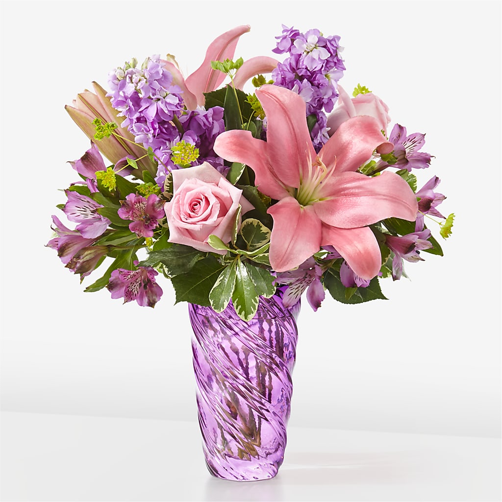 Precious Petals Bouquet with Luxe Swirl Vase – Reema Floral, Nolensville TN