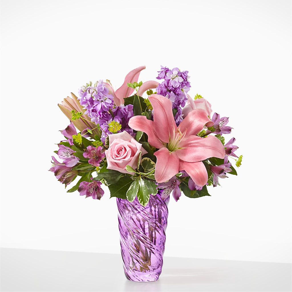 Precious Petals Bouquet with Luxe Swirl Vase – Reema Floral, Nolensville TN