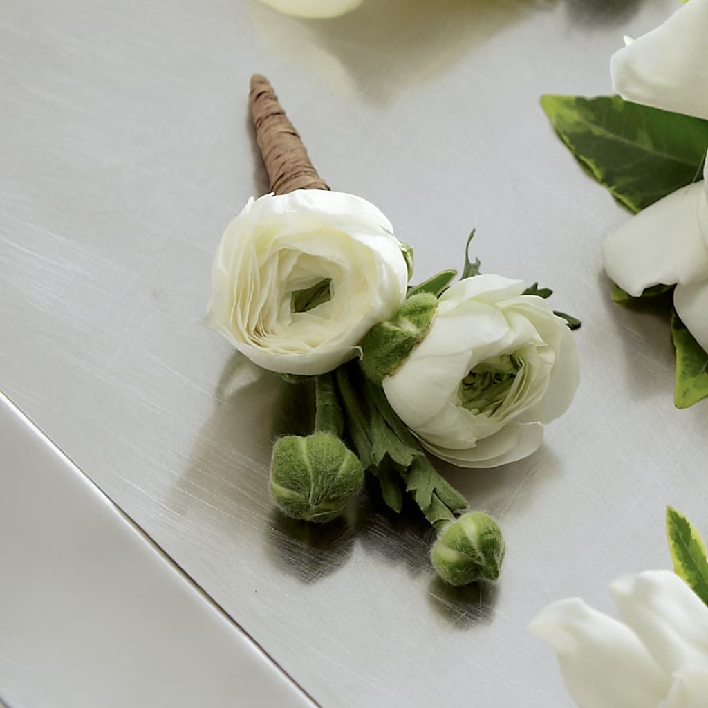White Ranunculus Boutonniere – Reema Floral, Nolensville TN