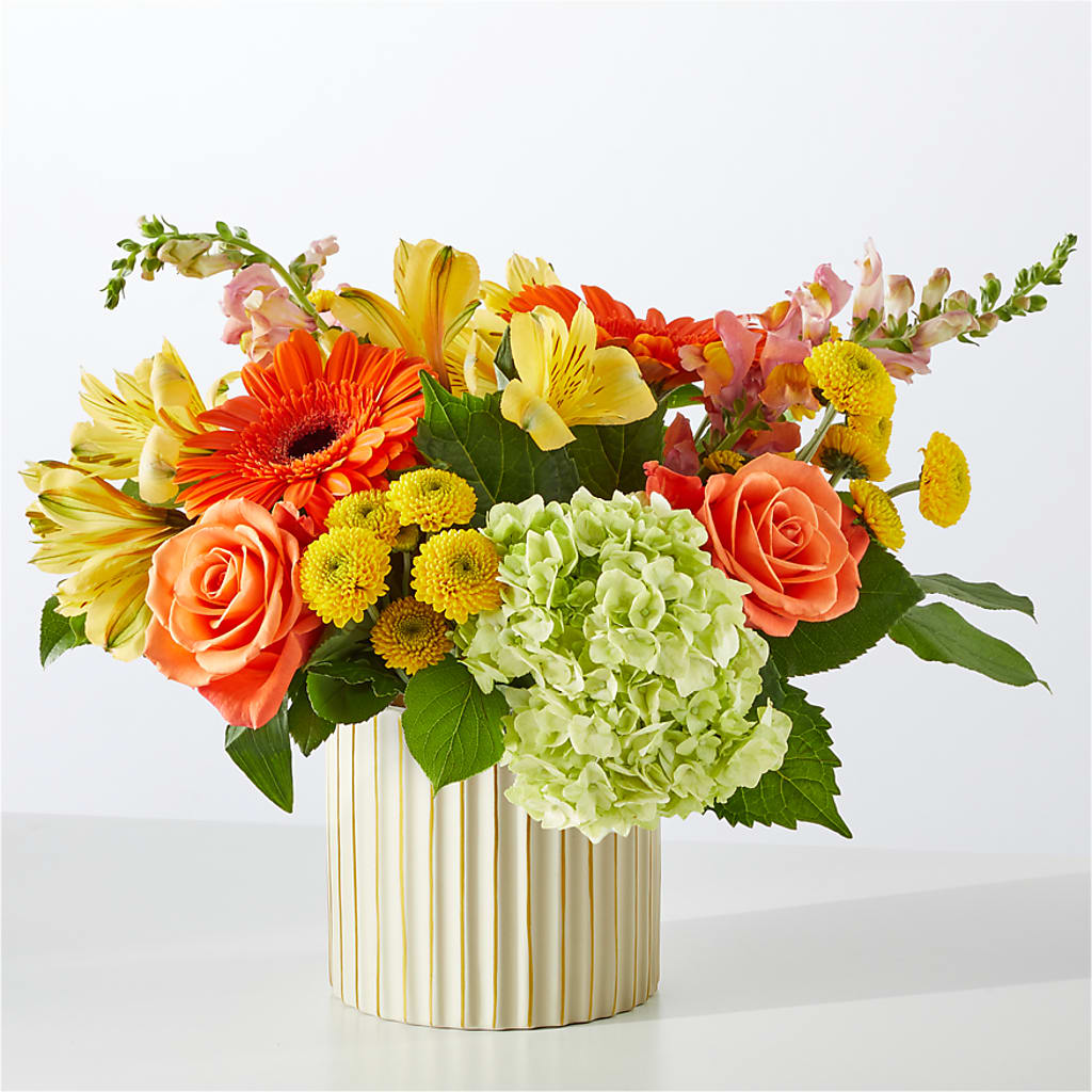 Autumn Sunshine Bouquet with Ivory Vase –  Reema Floral, Nolensville TN