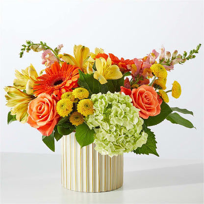 Autumn Sunshine Bouquet with Ivory Vase –  Reema Floral, Nolensville TN