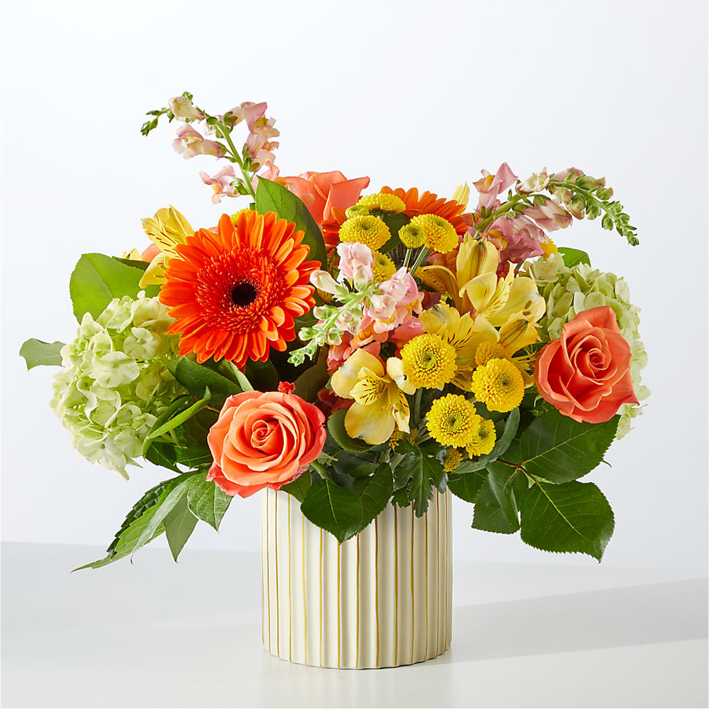 Autumn Sunshine Bouquet with Ivory Vase –  Reema Floral, Nolensville TN