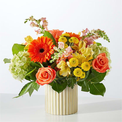 Autumn Sunshine Bouquet with Ivory Vase –  Reema Floral, Nolensville TN