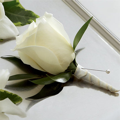 White Rose Boutonniere –  Reema Floral, Nolensville TN
